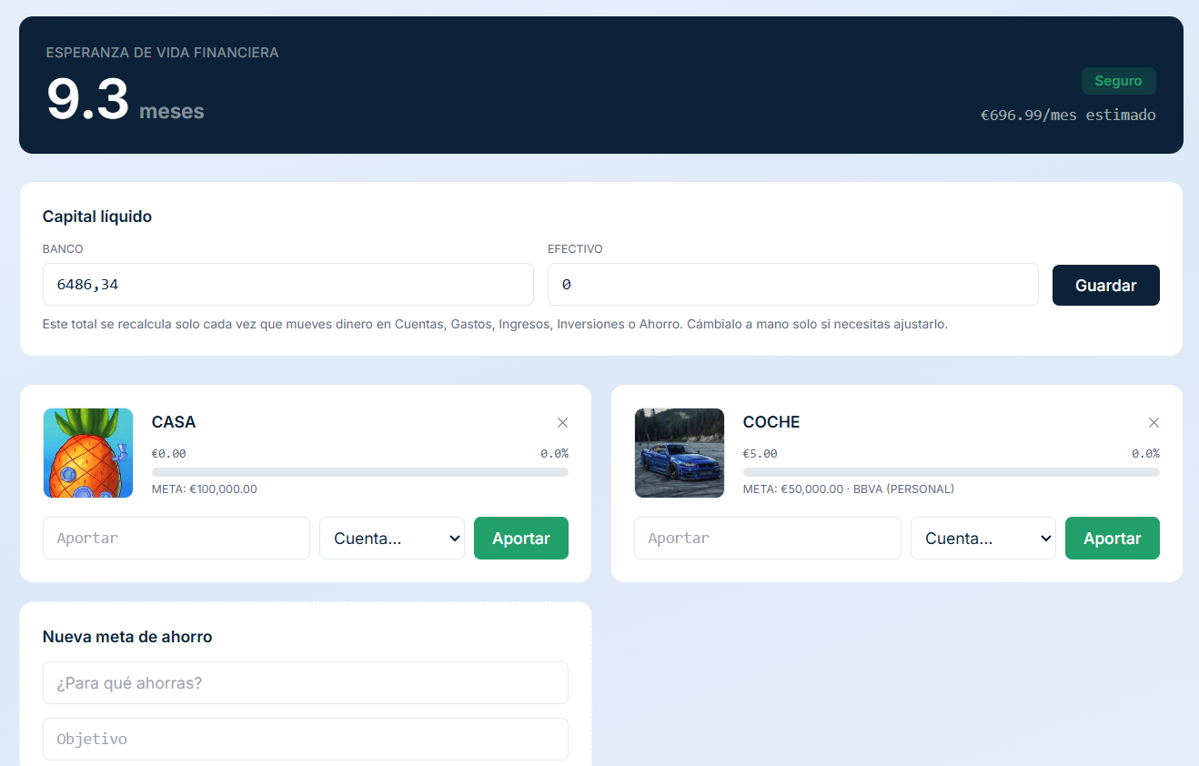 Ahorro - esperanza de vida financiera en Vantagly